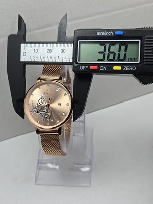 Naviforce NF5011L Rose Gold Butterfly Mesh Quartz Date Watch Womens New Battery Naviforce NF5011L Rose Gold Butterfly Mesh Quartz Date Watch  main image 2