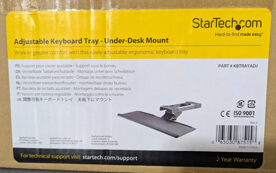 NEU StarTech verstellbare Tastaturablage unter dem Schreibtisch KBTRAYADJ