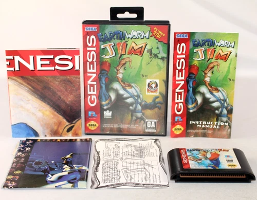 Earhworm Jim Sega Genesis Complete CIB! Great Condition w/ RARE POSTER & REG!
