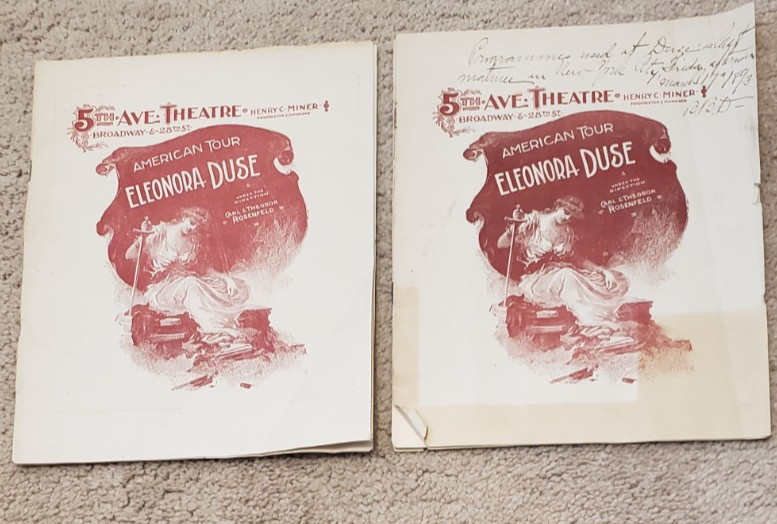 1893 ELEONORA DUSE 5TH AVE THEATRE BROADWAY NY NEW YORK PLAYBILL LOT ANTIQUE