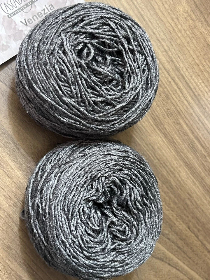 Cascade VENEZIA Yarn GREY 8400 Merino Silk 3.5oz /219yds ea. Set of 2 - Image 3 of 4