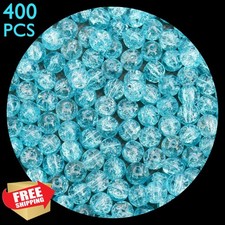 AhaBloom 4mm Blue Crackle Glass Beads Bulk, 400 Pcs, Jewelry Making