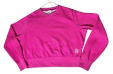 Nike Dri Fit Boxy Pullover Sweatshirt Women Size Small Bright Pink Cropped Logo