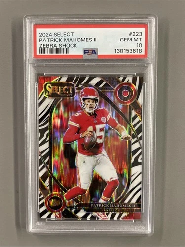 PSA 10 2024 Select Club Level Patrick Mahomes Zebra Prizm Shock #223 KC Chiefs