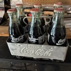 Vintage COCA-COLA Metal 6-Pack Bottle Carrier With 6 Full Bottles BB