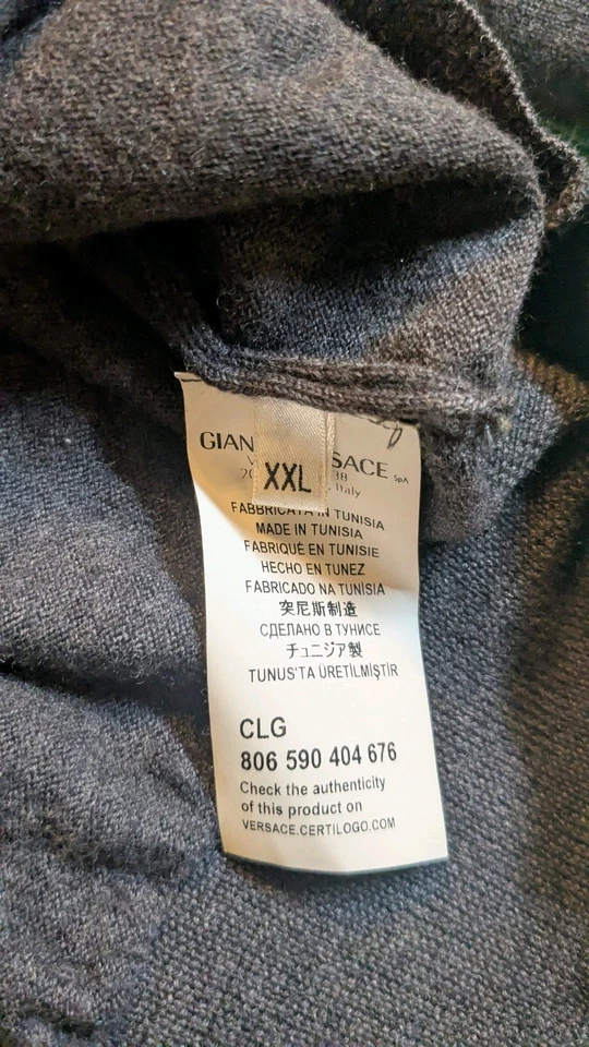 Versace Collection Wool  Sweater Mens Size XXL  Dark Gray Medusa Logo - Image 2 of 4
