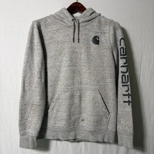 Carhartt Women's Relaxed Fit Pullover Hoodie M 8-10 Gray Fleece Kangaroo Pocket