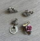 Vintage Signed CORO brand Jewelry Clip On Earring Brooch Lot Of 4 — photo 1