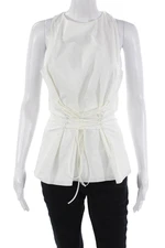 The Row Womens Back Zip Lace Up Front Tallo Top White Cotton Size 8