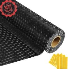 8x20Ft Garage Floor Mat Black PVC Diamond Plate Roll Non-Slip w/ Tapes 2.8mm