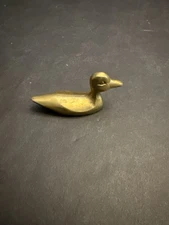 Vintage Solid Brass Duck Figurine Paperweight Small Brass Animal Decor
