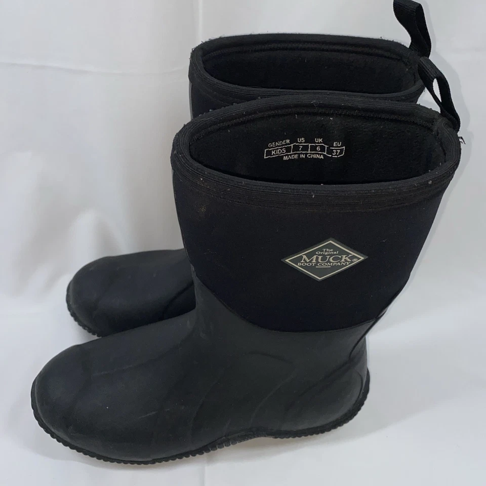 Muck Boot Company Kids Size 7 Black Waterproof Non-Slip Playing Camping Mud - Image 2 of 4