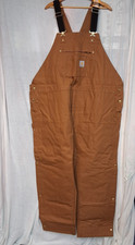 Carhartt Duck Zip-to-Thigh Bib Men's Overall Quilt, 4 XL Loose Fit - Brown