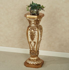Arellia Handpainted Gold and Ivory Faux Marble Display Column Pedestal