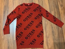 GUESS Los Angeles Logo Knit Sweater Dress Red Long Sleeve Women's Size XS