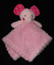 Pink Elephant Security Blanket Baby Lovey Textured Plush Dots Ears
