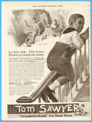 1919 TOM SAWYER Clothes For Boys Fashion Injun Joe s Cave Antique Print Ad