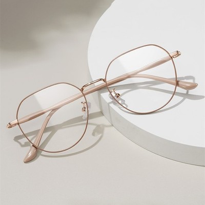 Elegant Polygon Metal Reading Glasses Premium Women Readers Full Rim Glasses