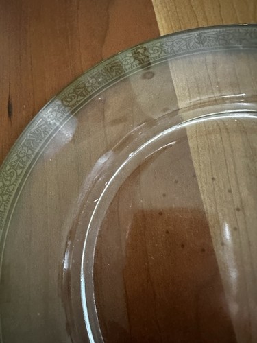(8) VTG Tiffin Rambler Rose Clear Glass Plates with Gold Floral Rim - Picture 12 of 23