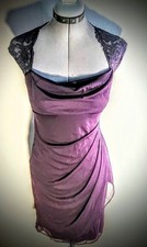 Vintage Xscape By Joanna Chen Burgundy Illusion Cocktail Dress Size 4