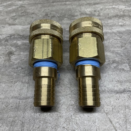 Lot Of 2 Parker BST-8 High Flow Hydraulic Quick Coupler W/ 1” Hose Barb Fitting