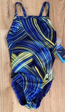 NWT SPEEDO Turbo Stroke Flyback Girl 10 26 Competition Swimsuit Endurance Blue