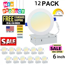 12 Pack 6 Inch Ultra-Thin LED Recessed Ceiling Light With Junction Box 3CCT New