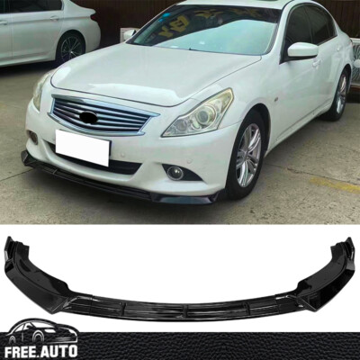 Front Bumper Spoiler Fits 10-13 Infiniti G37 Sedan IKON Style 3PC PP Gloss Black