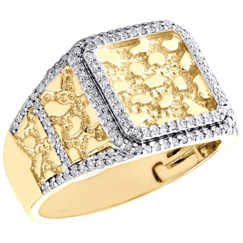 0.50 Ctw Round Cut Moissanite 14K Yellow Gold Square Men's Engagement Ring