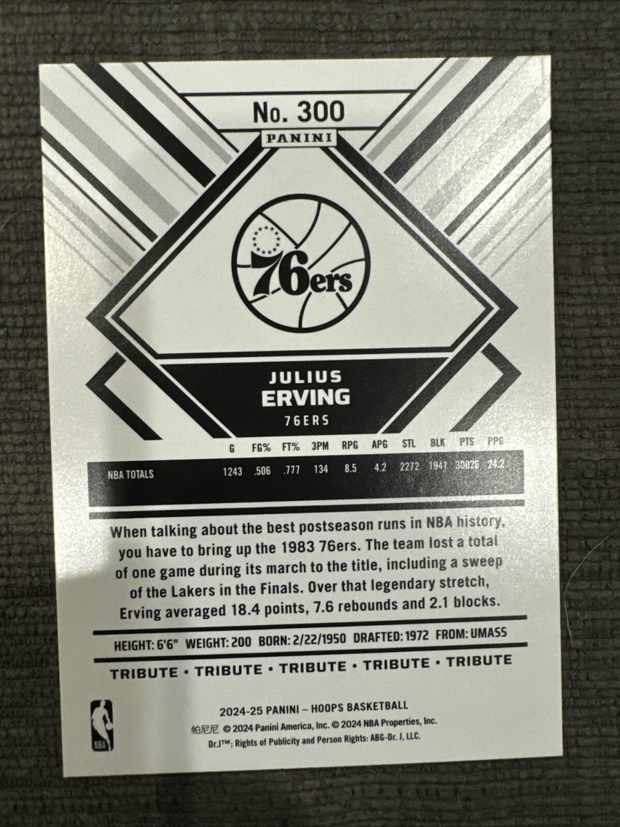 その他 NBA ERVING Auto 6/25!! 2024-25 NBA Hoops Tribute Julius Erving #300 Philadelphia