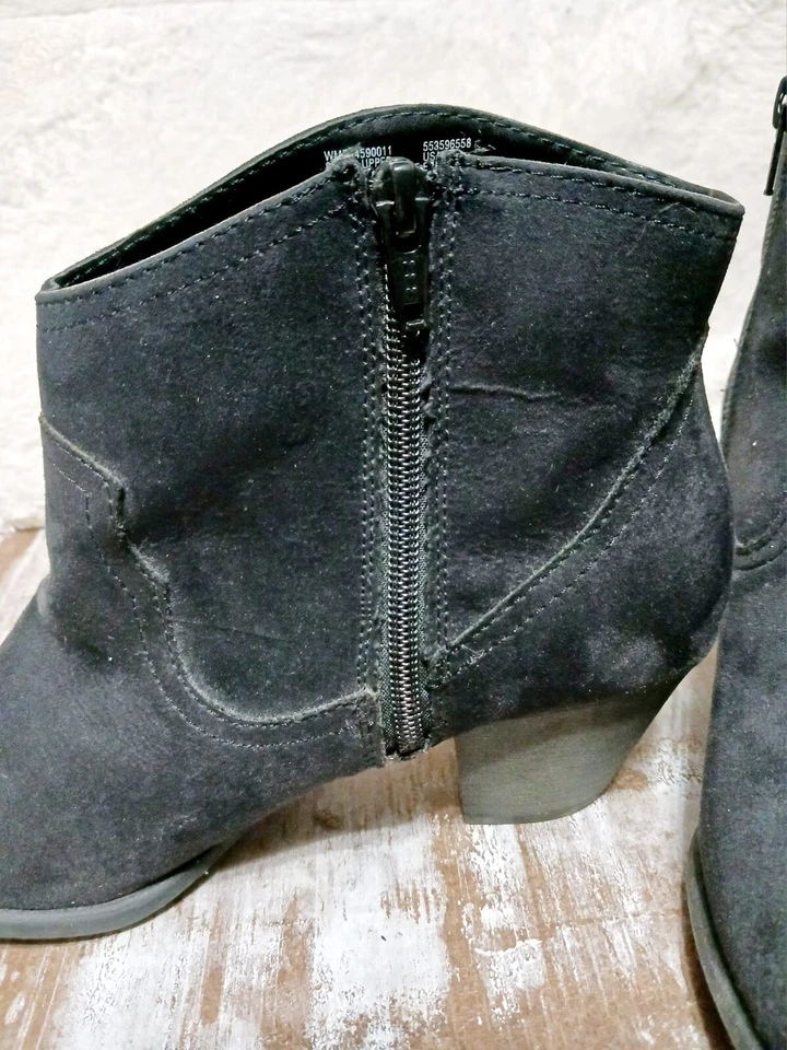 Faded Glory - искусственной замши 1/2 загрузки молнии стороне черный женщин sz 9 - Изображение 3 из 4