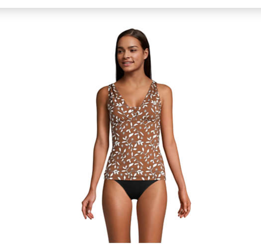 Lands' End Print Chlorine Resistant Tummy Control Grecian Tankini Swim Top  Sz 8 | eBay