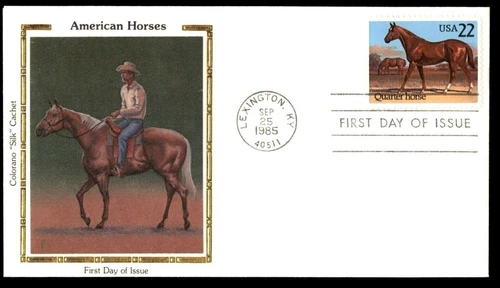 QUARTER HORSE AMERICAN HORSES 1985 LEXINGTON KENTUCKY COLORANO SILK CACHT FDC