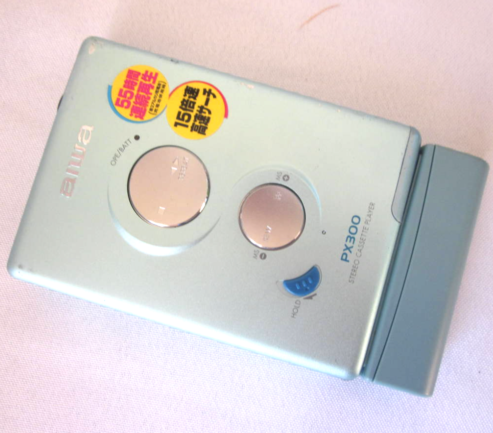 Aiwa HS-PX300 Stereo Cassette Player Blue Portable Auto Reverse