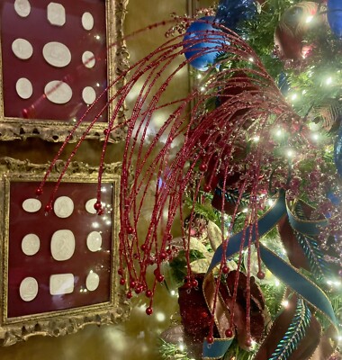 New XL Large Metallic Red Beaded Waterfall Christmas Tree Pick 30  Long India