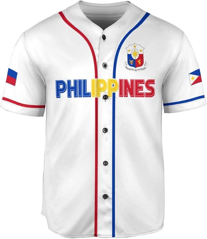 Custom Philippines Baseball Jersey Filipino Flag Baseball Jersey