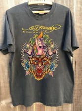 Vtg style Ed Hardy short sleeve charcoal color classic shirt KV33569