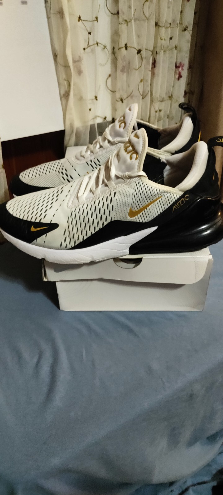 Nike Air Max 270 Flyknit White Metallic Gold Black Casual Running Shoes  Size 12 | eBay