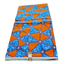 African Wax Print Fabric - Ankara Fabric - Blue Orange - 6 Yards