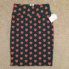 LuLaRoe Cassie Skirt Medium Knee Length Unlined Pull On Green Geometric New