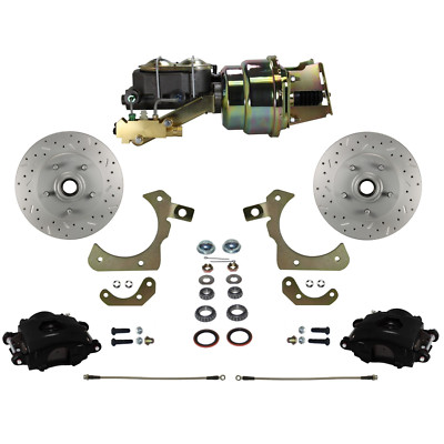 LEED Brakes -BFC1011-K1A1X Power Front Kit with Black Powder Coated Calipers