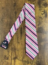 Brooks Brothers Pink, Green  Navy Striped Tie 100 Silk Men's Necktie 58"