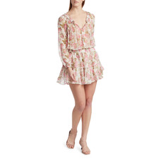 LOVE SHACK FANCY Women's Popover Rose Silk Tiered Floral-Print Georgette Dress L