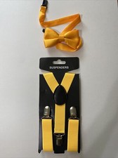 Yellow Suspender and Bow Tie Set for Baby Toddler Kids Boys Girls USA Seller 