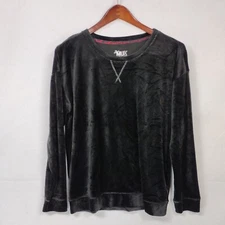 Muk Luks Womens Cozy Crushed Velvet Feel Pullover Sweatshirt XL Black Cozy Soft