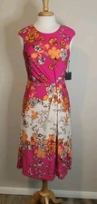 NWT  Vince Camuto Floral Fit and Flare Pink Dress Size 8