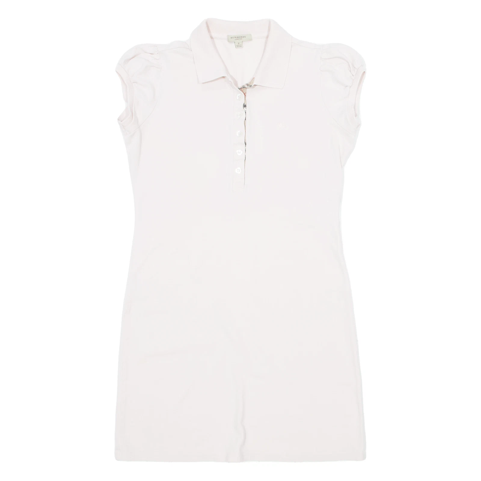 BURBERRY Polo Donna T Shirt Vestito Rosa Manica Corta Lunghezza Ginocchio S