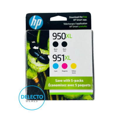 5-PACK HP GENUINE 950XL Black & 951XL Color Ink OFFICEJET PRO 8620 SEALED 2027