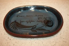 Signed Norway KARI NYQUIST Trinket Dish Hand Decorated Blue Brown