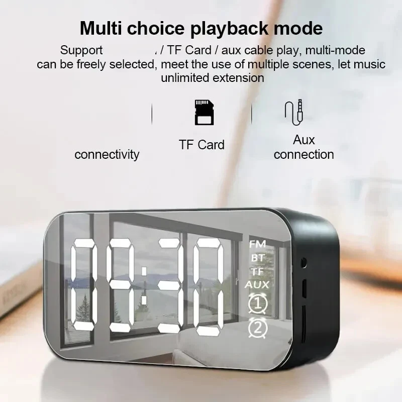 Wireless Bluetooth Speaker. Alarm Clock, Mirrow Display - Image 3 of 4